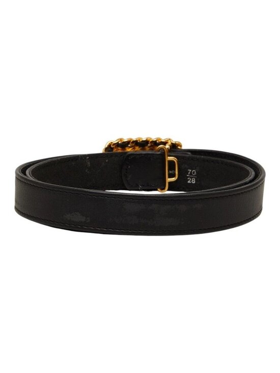 Chanel CC Logo Quilted Belt 70 28 Black Gold Leather main image 6